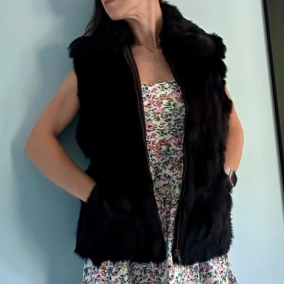Real Fur Vest Black Rabbit Winter Women S XS - Picture 8 of 10